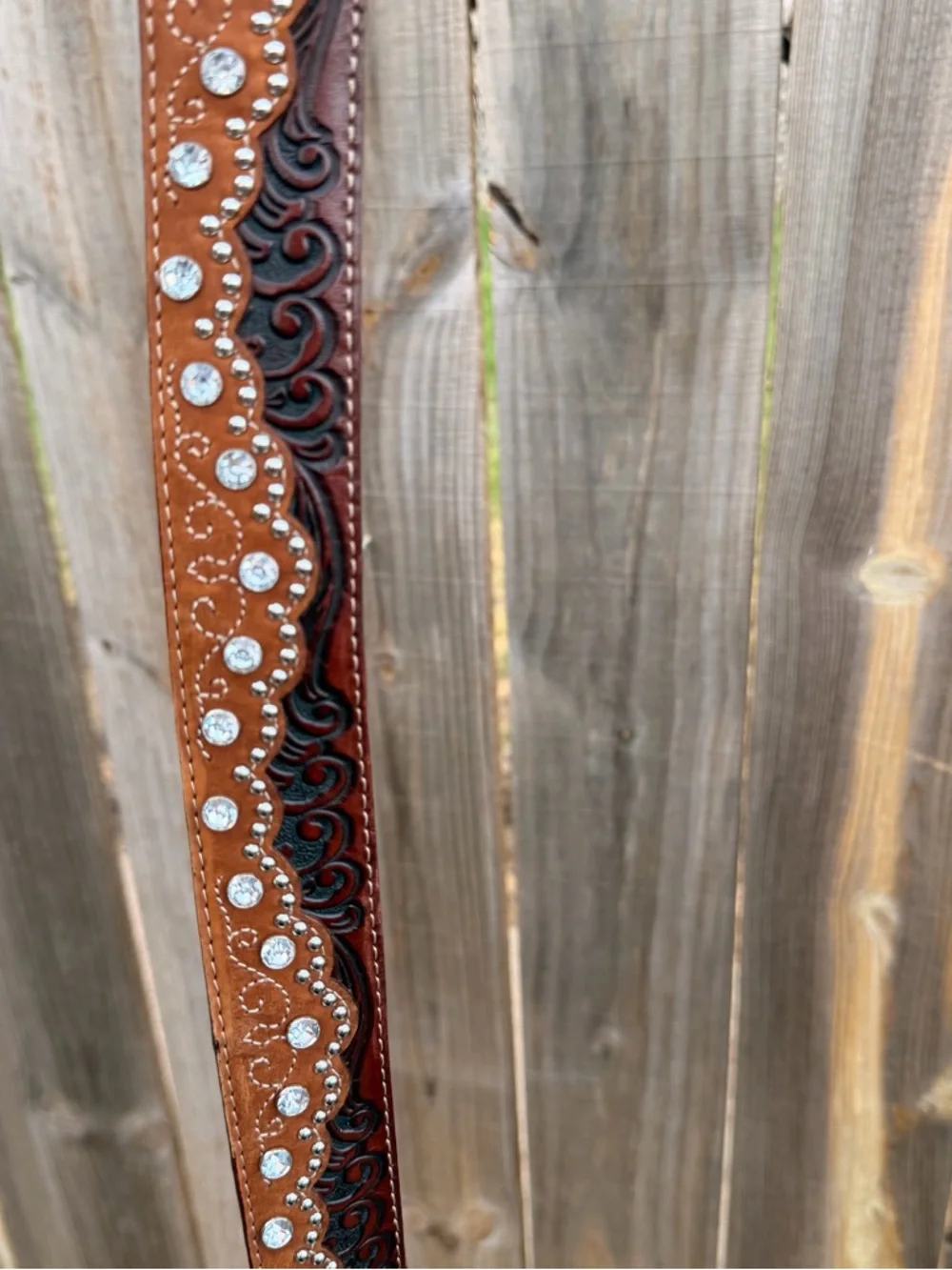 Tony Lama Leather Belt With Bling Size 30